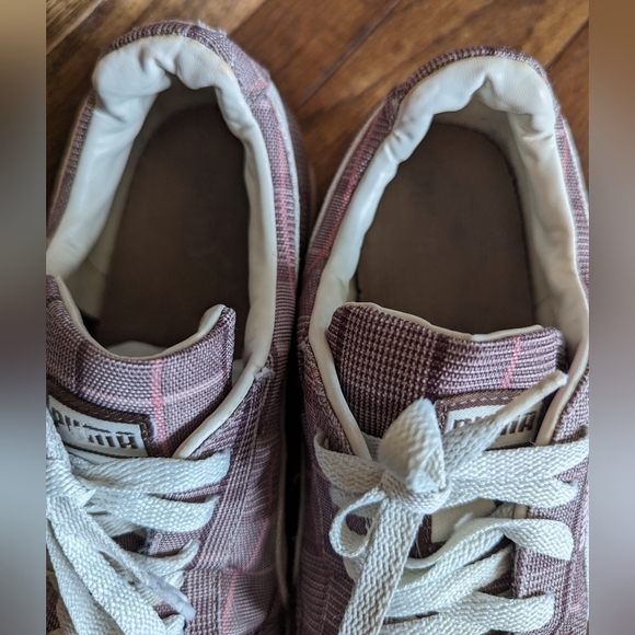 vintage Y2K PUMA Roma Womens Size 10 Pink Burgandy & White Plaid sneaker - Picture 10 of 16
